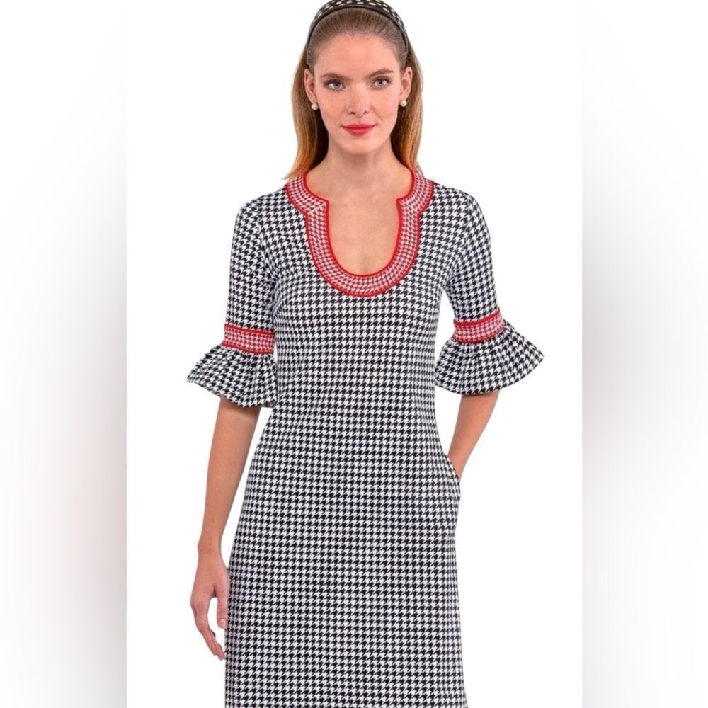 GRETCHEN SCOTT SHAKE YOUR TUSHY DRESS HOUNDSTOOTH BLACK/RED - XXL (no size)